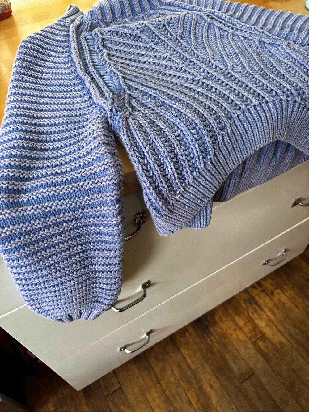 Free People Chunky Light Blue Turtleneck Sweater